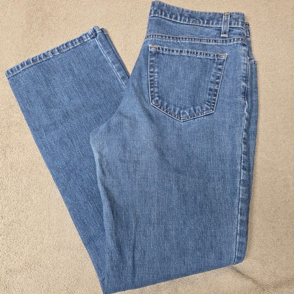 Lands' End Denim - Lands End Straight Leg Jeans Womens 8 Blue Stretch‎ Mid Rise Med Wash, GUC